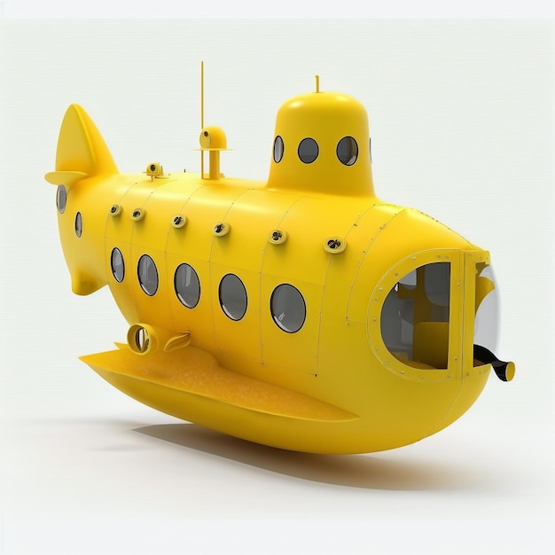 Żółta łódź podwodna na białym tle