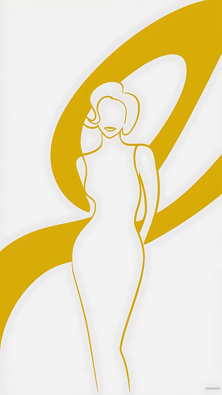 Zdjęcie żółta minimalistyczna linia artystyczna ilustracja kobiet