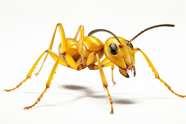 Żółta mrówka izolowana na białym tle