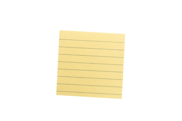 Żółta naklejka w paski na białym tle Szablon dla twoich projektów Widok z góry Pojedyncza karteczka samoprzylepna