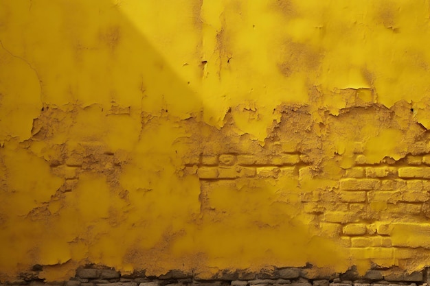 Żółta ściana z ceglaną ścianą i ceglaną ścianą z napisem „cegła”.