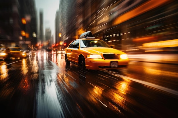 Żółta taksówka w mieście