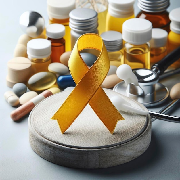 Zdjęcie Żółta wstążka jest symbolem raka pęcherza moczowego.