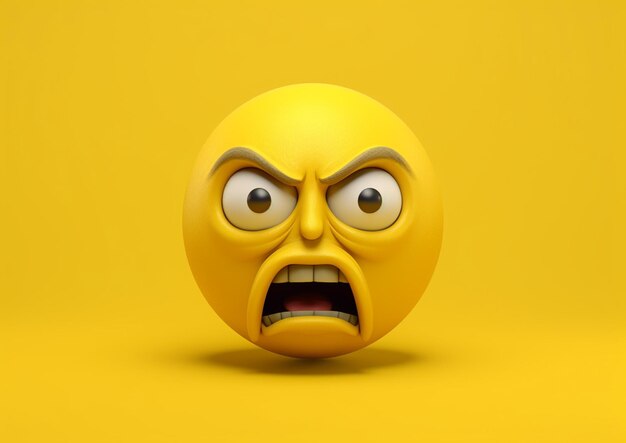 Żółte 3D emoji z uśmiechem pokazujące nastroje i wyrażenia twarzy