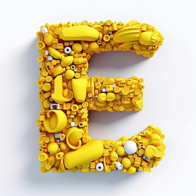 żółte emoji w kształcie litery E na białym tle