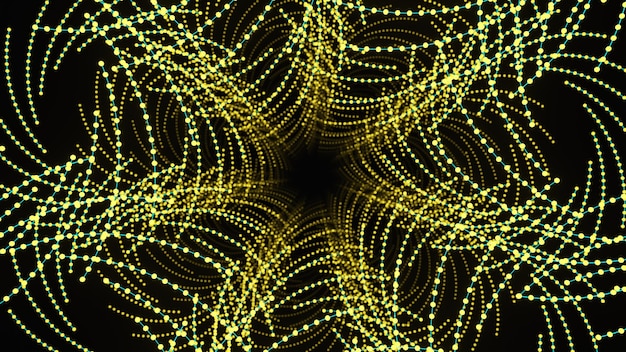 Żółte futurystyczne cząstki kosmiczne neon vj tło scifi tunel kosmiczna kula vfx element projektu Abstrakcyjne kolorowe futurystyczne światła tła animacja energia wiązki moc magnes elektryczny vj neon