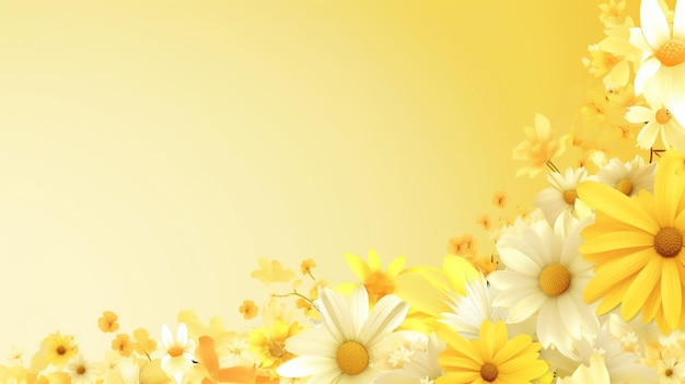 Żółte i białe stokrotki znajdują się na polu generatywnych ai żółtych kwiatów
