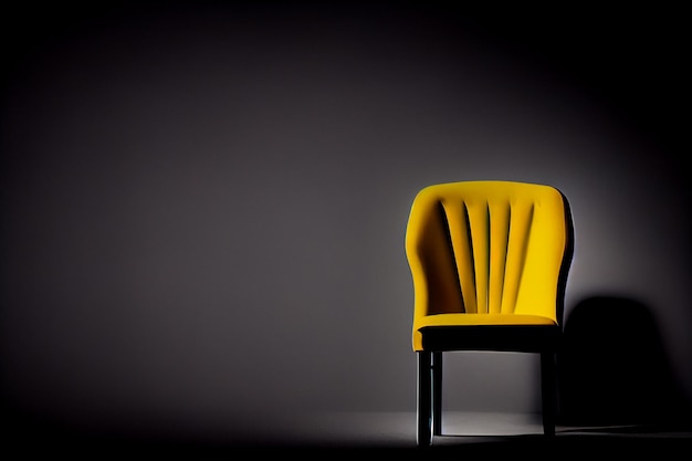 Żółte krzesło przed ścianągeneratywne ai