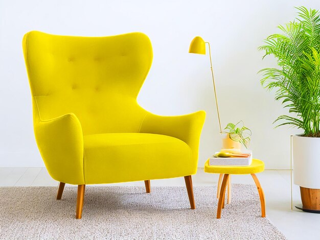 Zdjęcie Żółte krzesło w salonie hd obrazy