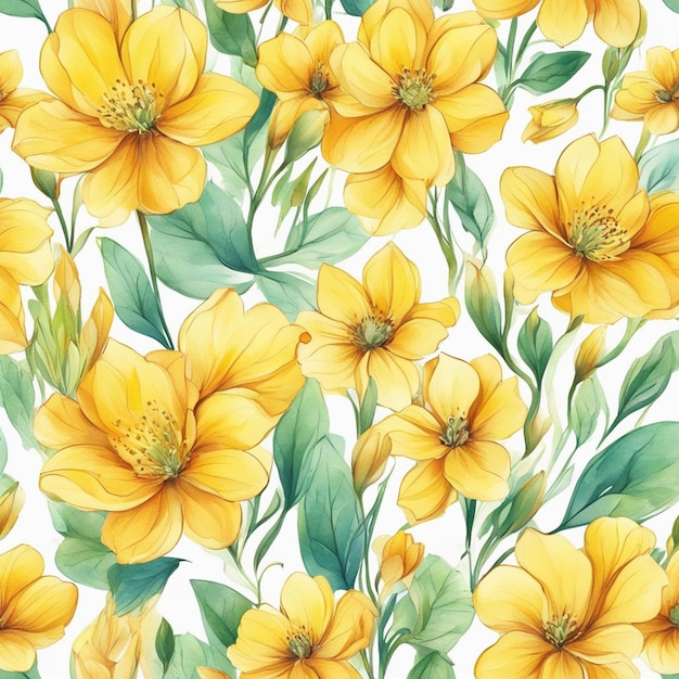 Żółte kwiaty bez szwu kwiatowy wzór