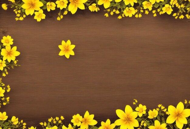 Żółte kwiaty na drewnianym tle