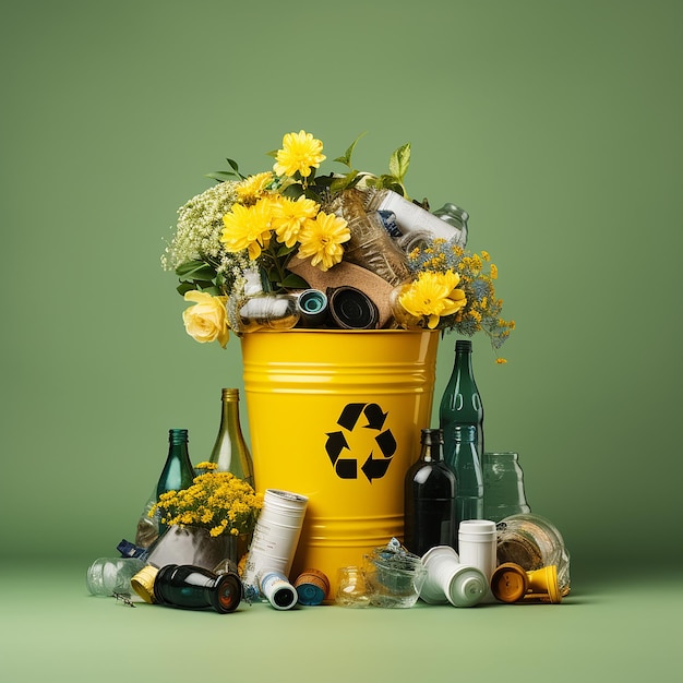 Zdjęcie Żółte odizolowane tło recyklingu