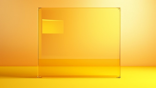 żółte szklane pudełko z kwadratowym otworem.