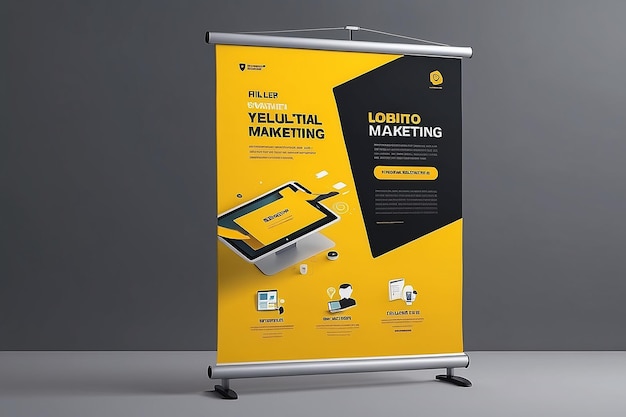 Żółty baner marketingowy cyfrowy znak blochure flyer banner projekt