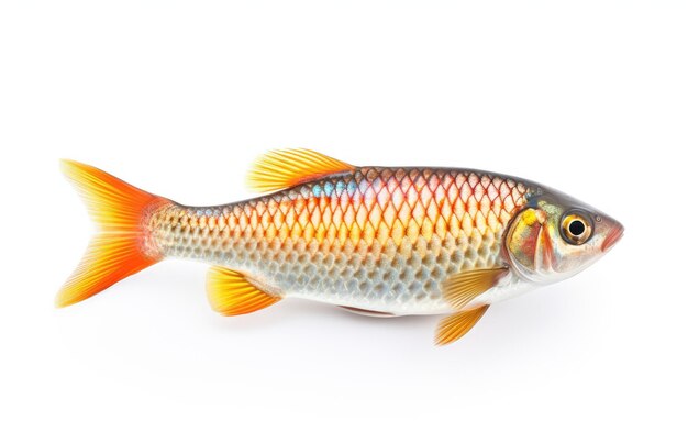 Żółty Boese Mani Słodki Rainbowfish Izolowany na białym tle