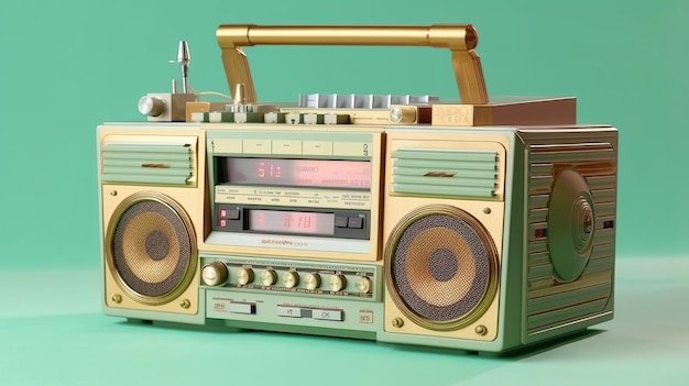 Żółty boombox z numerem 31 z przodu.