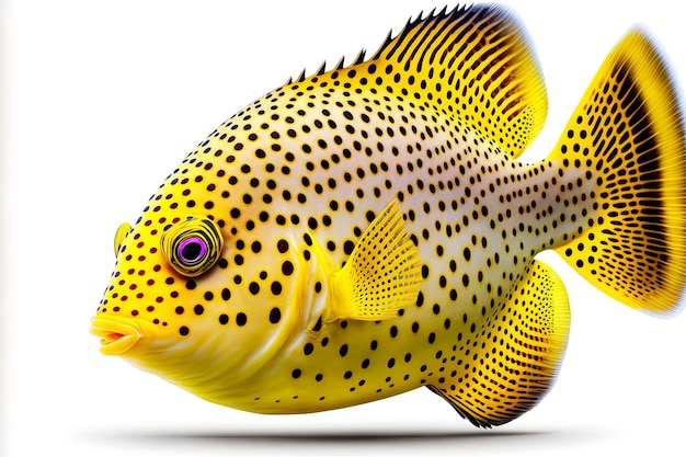 Żółty cętkowany egzotycznych ryb tropikalnych ryb na białym tle