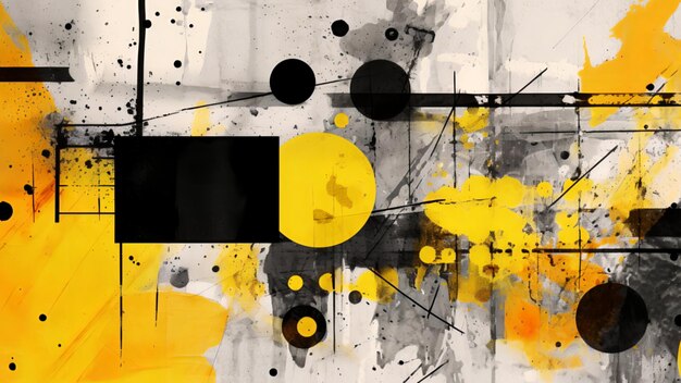 Zdjęcie Żółty czarny farba splatter tło nowoczesna grunge materiał tekstura dekoracyjna tekstura tło