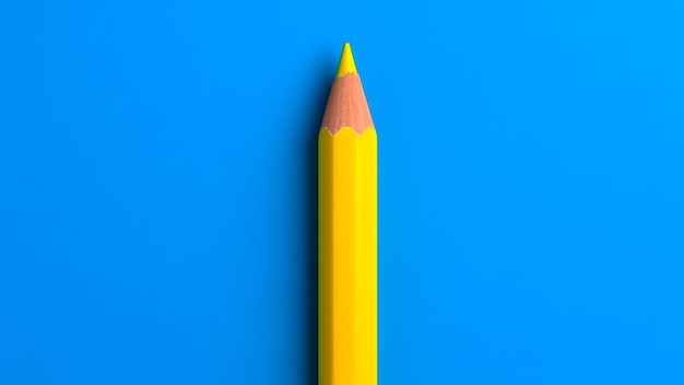 Żółty drewniany ołówek spoczywający na niebieskiej podstawie w żywych barwach Generative AI