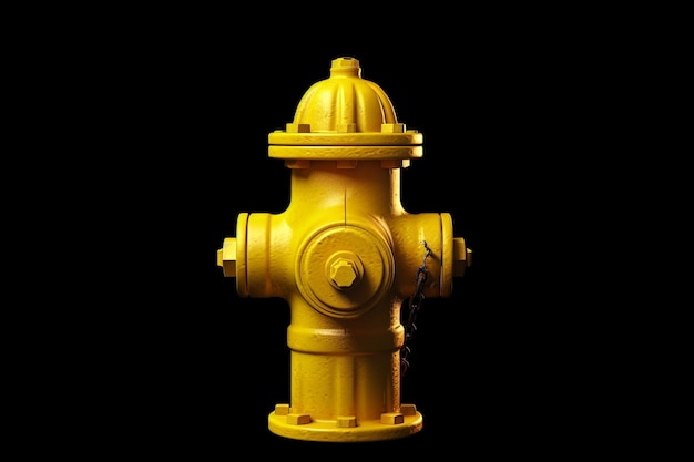 Żółty hydrant przeciwpożarowy z łańcuchem z napisem „hydrant przeciwpożarowy”.