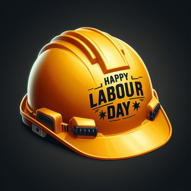 żółty kapelusz z napisem "szczęśliwy Dzień Pracy"