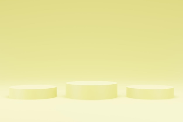 Żółty kolor platformy 3d dla etapu tła produktu lub renderowania ilustracji 3d na cokole podium