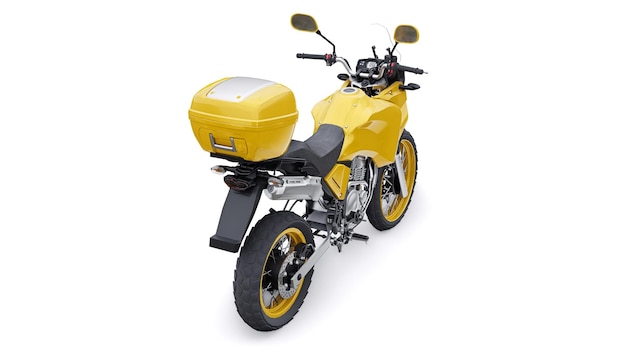 Żółty lekki turystyczny motocykl enduro ilustracja 3d