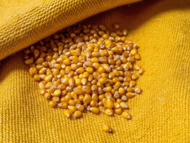 Żółty materiał z pęczkiem nasion