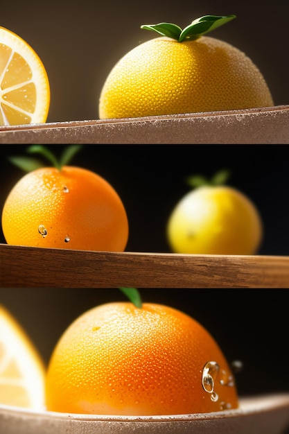 Żółty plasterek owocu pomarańczy sok pomarańczowy wyświetla tło reklamowe promocji biznesowej