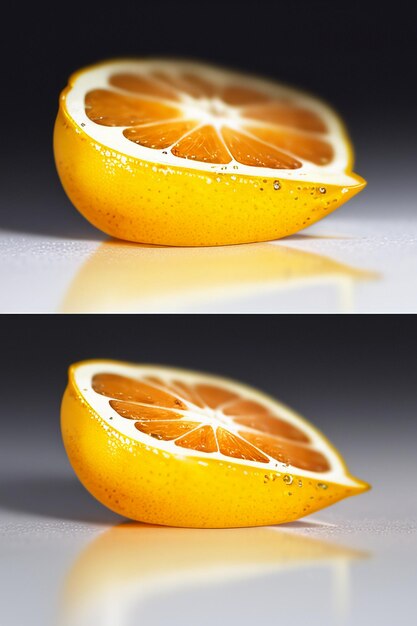 Żółty plasterek owocu pomarańczy sok pomarańczowy wyświetla tło reklamowe promocji biznesowej
