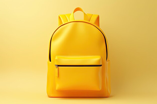 Żółty plecak szkolny na białym tle