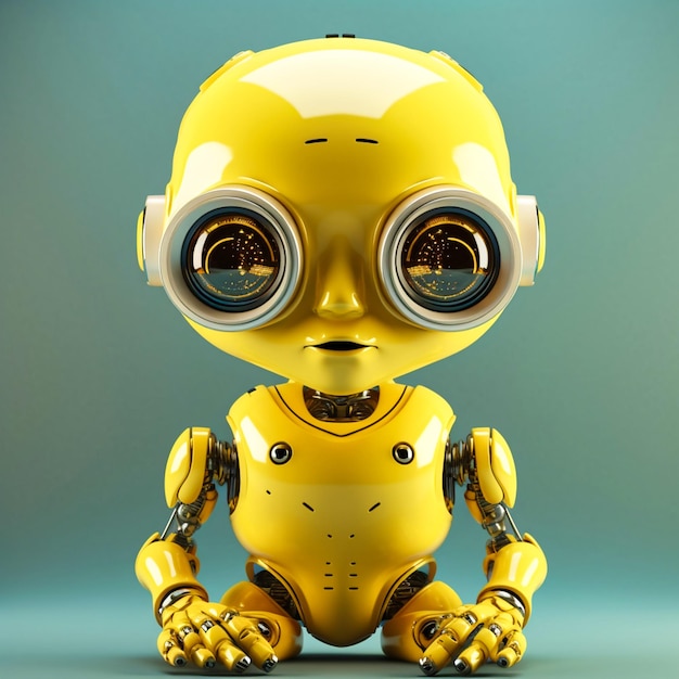 Zdjęcie Żółty portret ai humanoid man robot look