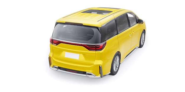 Żółty rodzinny samochód miejski Minivan Premium Business Car 3D illustration