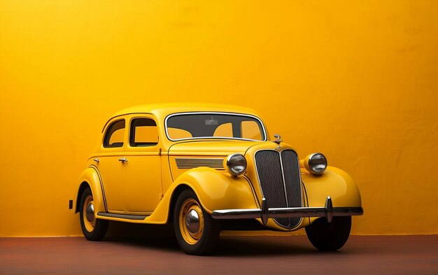 Żółty samochód na żółtym tle Generatywna sztuczna inteligencja