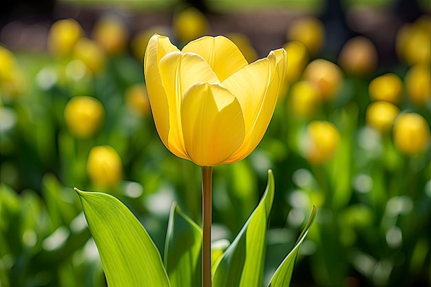 Żółty tulipan w ogrodzie