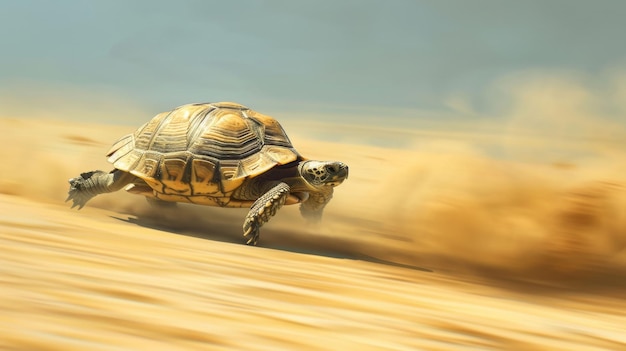 Żółw biegnący po piaszczystej pustyni