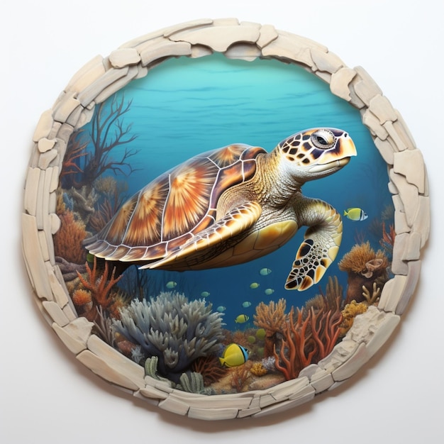 Żółw morski w Oceanic Haven Zdjęcie generowane przez sztuczną inteligencję
