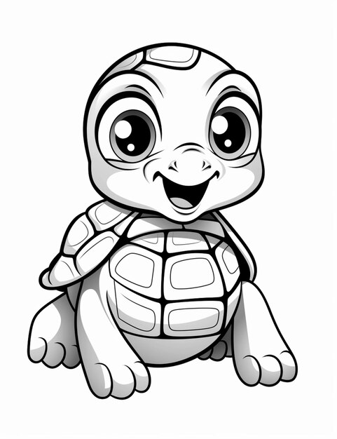 Żółw z kreskówek z dużymi oczami i uśmiechem na twarzy generatywny ai