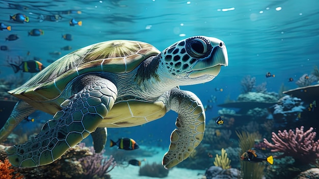 żółwie morskie wyrażające przyjaźń w środowisku wodnym Wysokiej jakości ilustracja