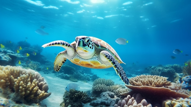 Żółwie morskie żyją swobodnie w wodach oceanicznych