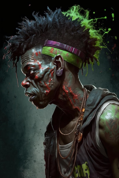 Zombie hip hop style Piękne zdjęcie ilustracji Generative AI