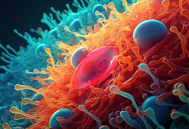 zootoskopowy obraz ludzkiej komórki w stylu kolorowych form biomorficznych
