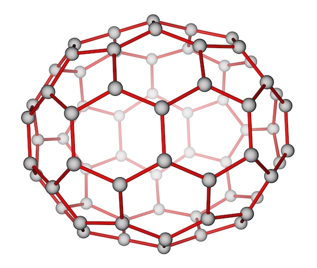 Zdjęcie zoptymalizowana struktura molekularna fulerenu c70 na białym tle