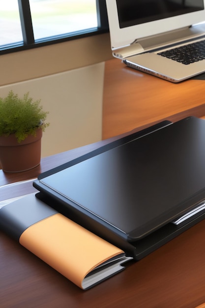 Zorganizowane biurko Ze smartfonem, laptopem i filiżanką kawy Generative AI_19
