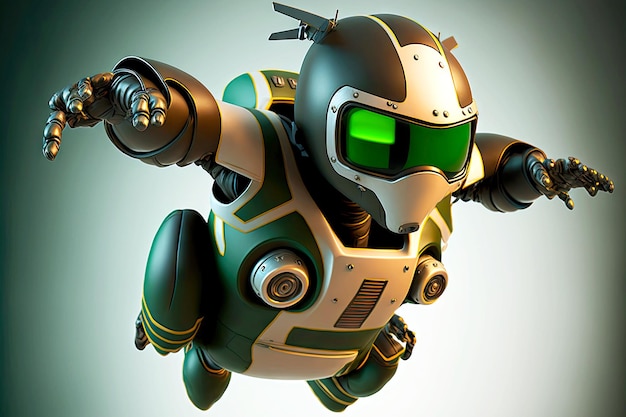 Zrobotyzowany włamywacz android robot złodziej latający w powietrzu generatywny ai