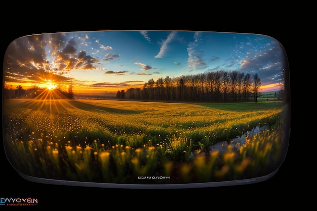 Zroszona łąka O świcie Wschód Słońca Zachód Słońca Najpiękniejsza Naturalna Sceneria Tapeta W Tle