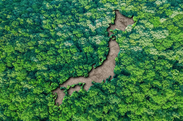 Zrównoważone siedlisko Mapa Japonii, koncepcja środowiska