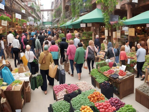 Zrównoważone zakupy to tętniący życiem rynek prezentujący produkty przyjazne dla środowiska