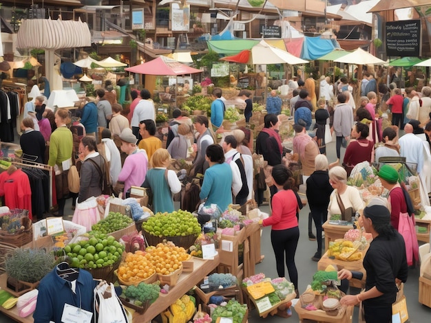 Zrównoważone zakupy to tętniący życiem rynek prezentujący produkty przyjazne dla środowiska