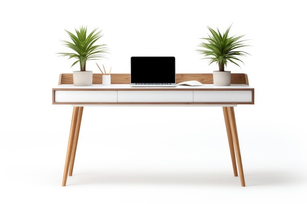 Zrównoważony spokój Wybór idealnego biurka z bambusa do biura izolowanego na białym tle